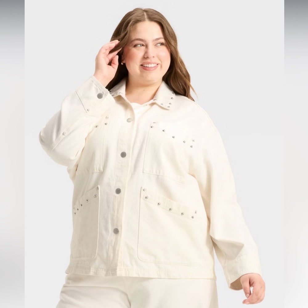 Universal Thread Cream Studded Utility Jacket NWT - image 2
